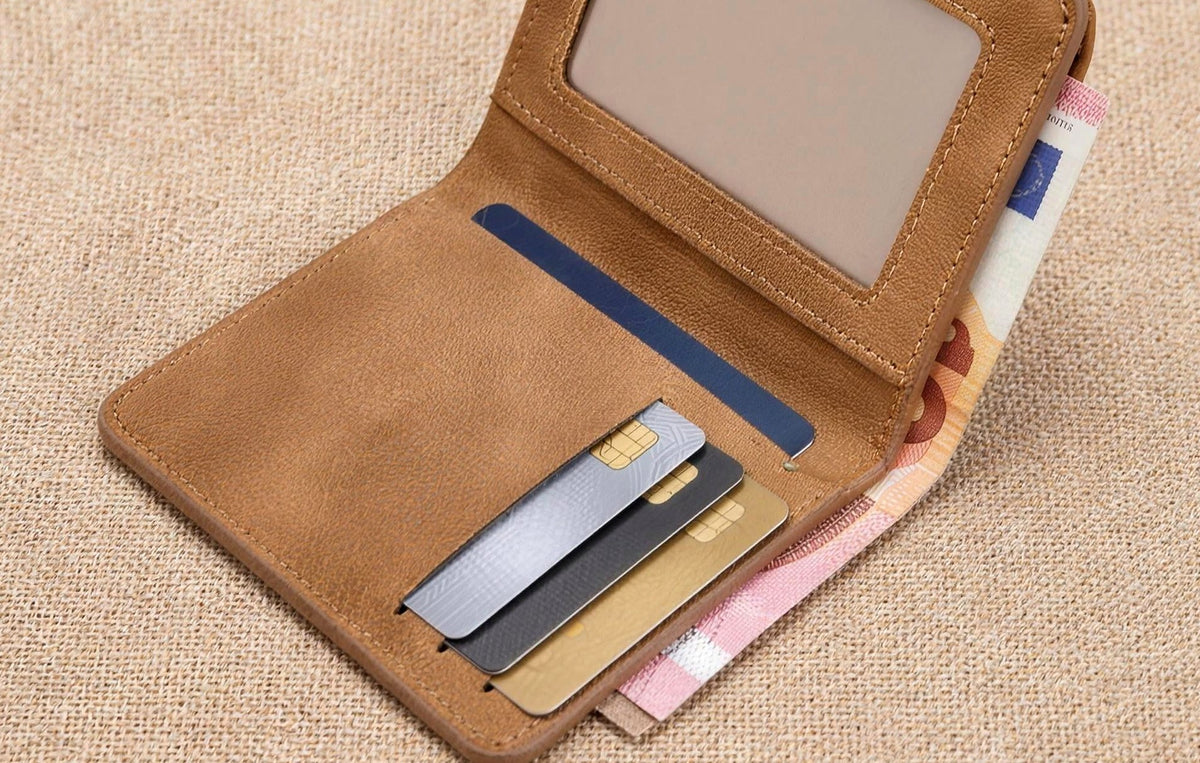 Détail cuir d'un porte-cartes MAREN
