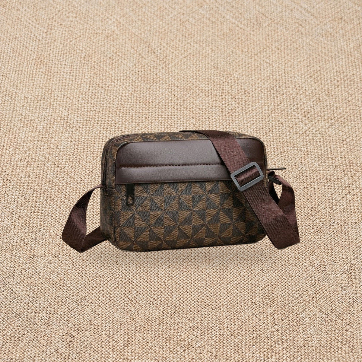Petite sacoche bandoulière homme business — Le Minimal, coloris Marron foncé, vue de face