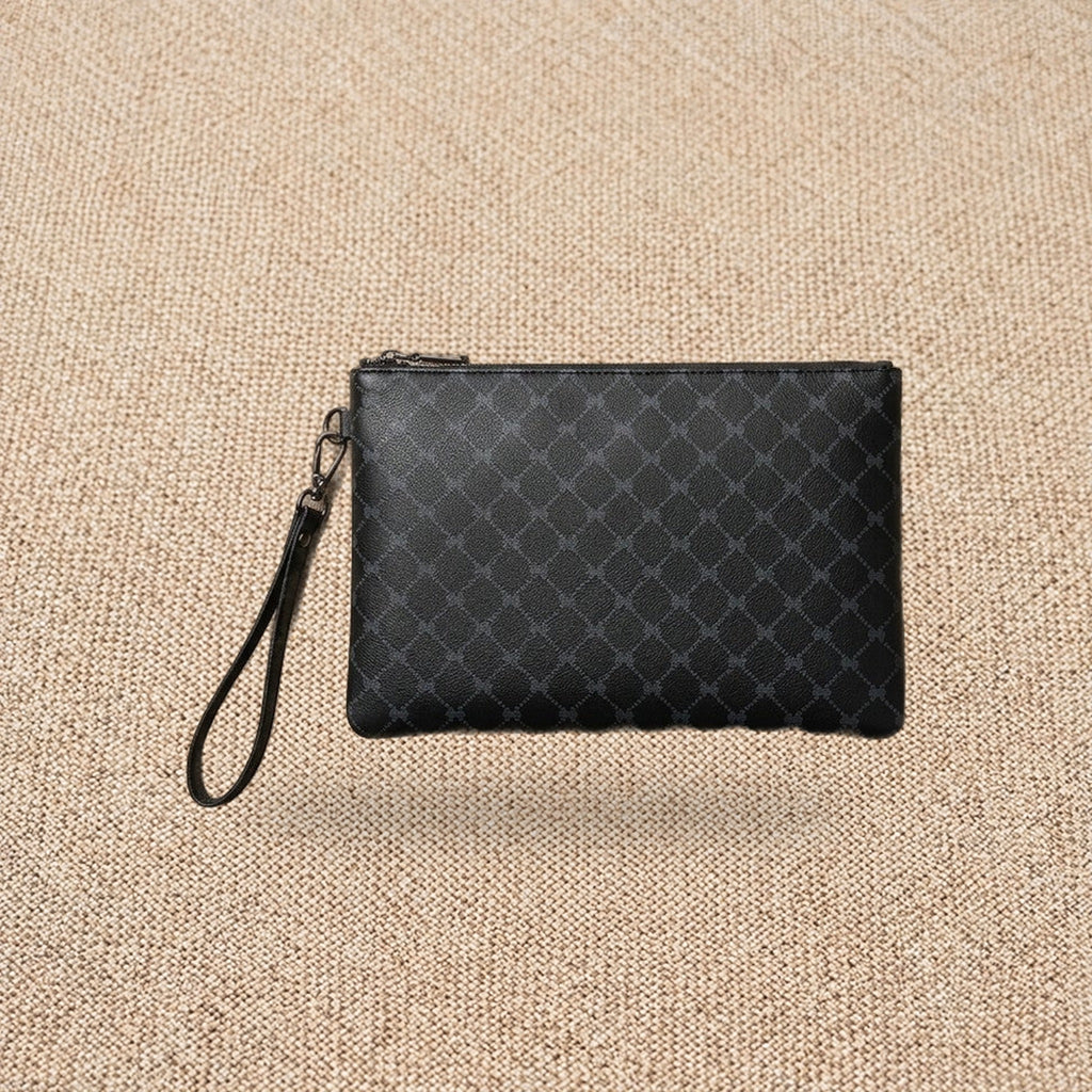 Pochette plate homme en polyester, sacoche messager — La Pochette, coloris Noir, vue de profil