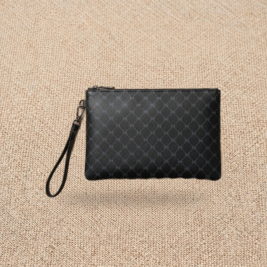Pochette plate homme en polyester, sacoche messager — La Pochette, coloris Noir, vue de profil