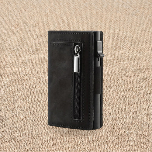 Porte-cartes aluminium RFID à éjection — Le Blindé, coloris Noir