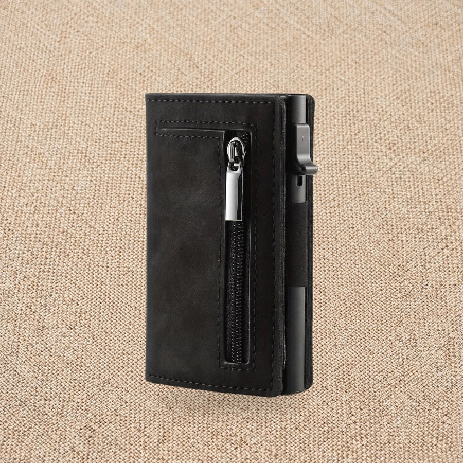 Porte-cartes aluminium RFID à éjection — Le Blindé, coloris Noir