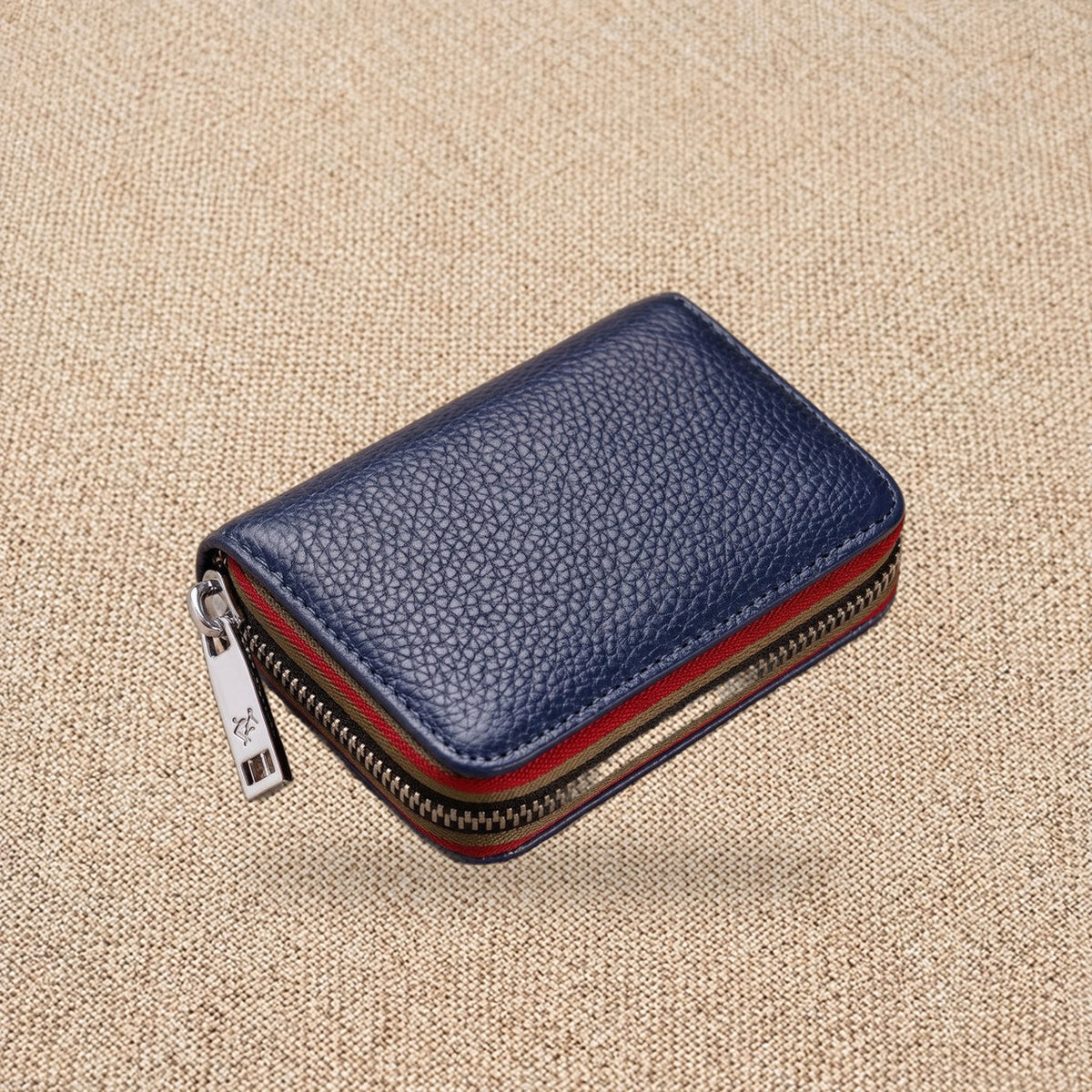 Porte-cartes homme cuir zippé RFID — Le Cardinal, coloris Bleu foncé