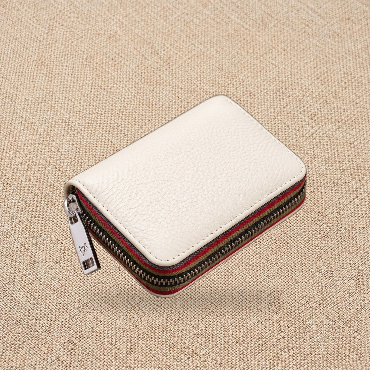 Porte-cartes homme cuir zippé RFID — Le Cardinal, coloris Ivoire