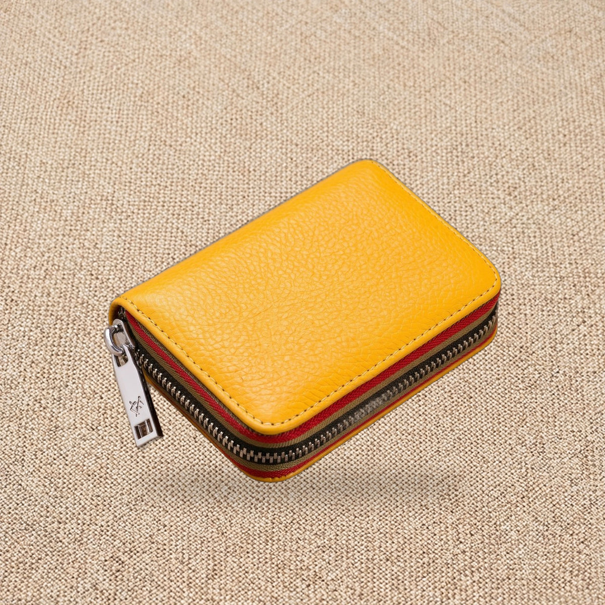 Porte-cartes homme cuir zippé RFID — Le Cardinal, coloris Jaune