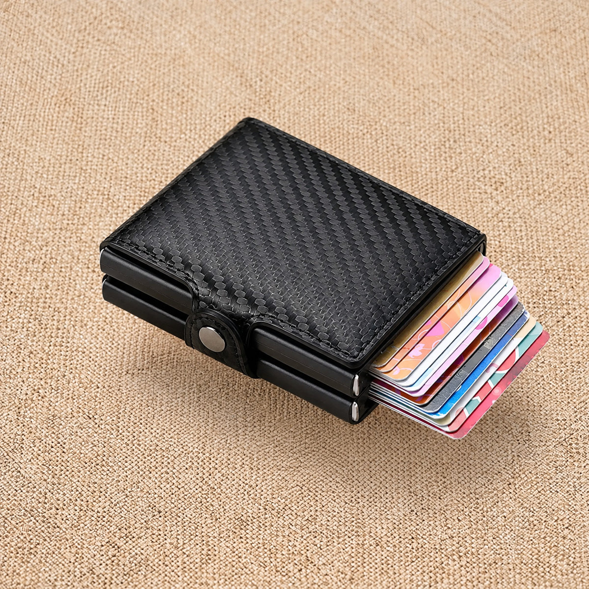 Porte-cartes RFID effet carbone, pince à billets — Le Carbone Signature, coloris Effet carbone