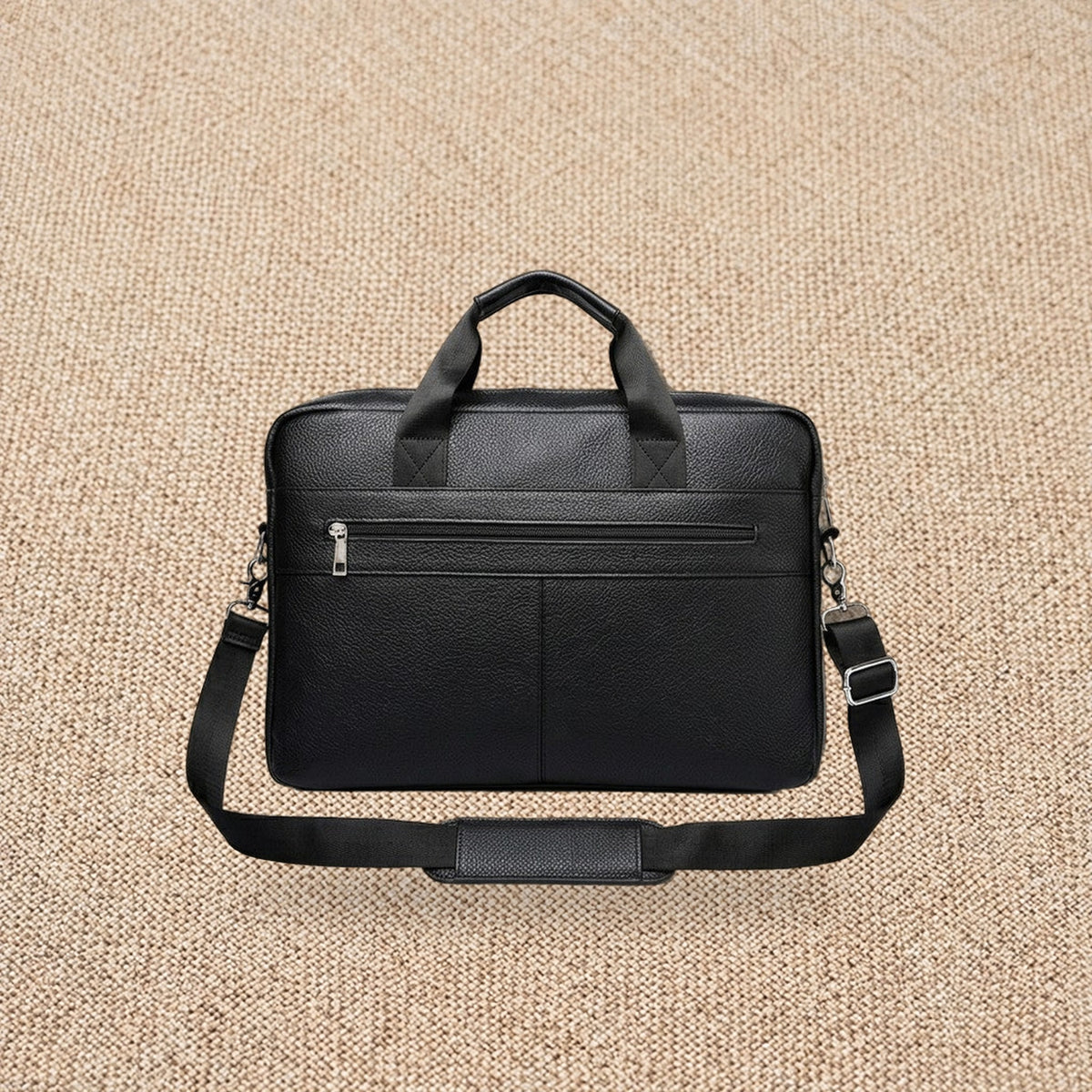 Porte-documents en cuir homme — Le Notaire, coloris Noir, vue de dos