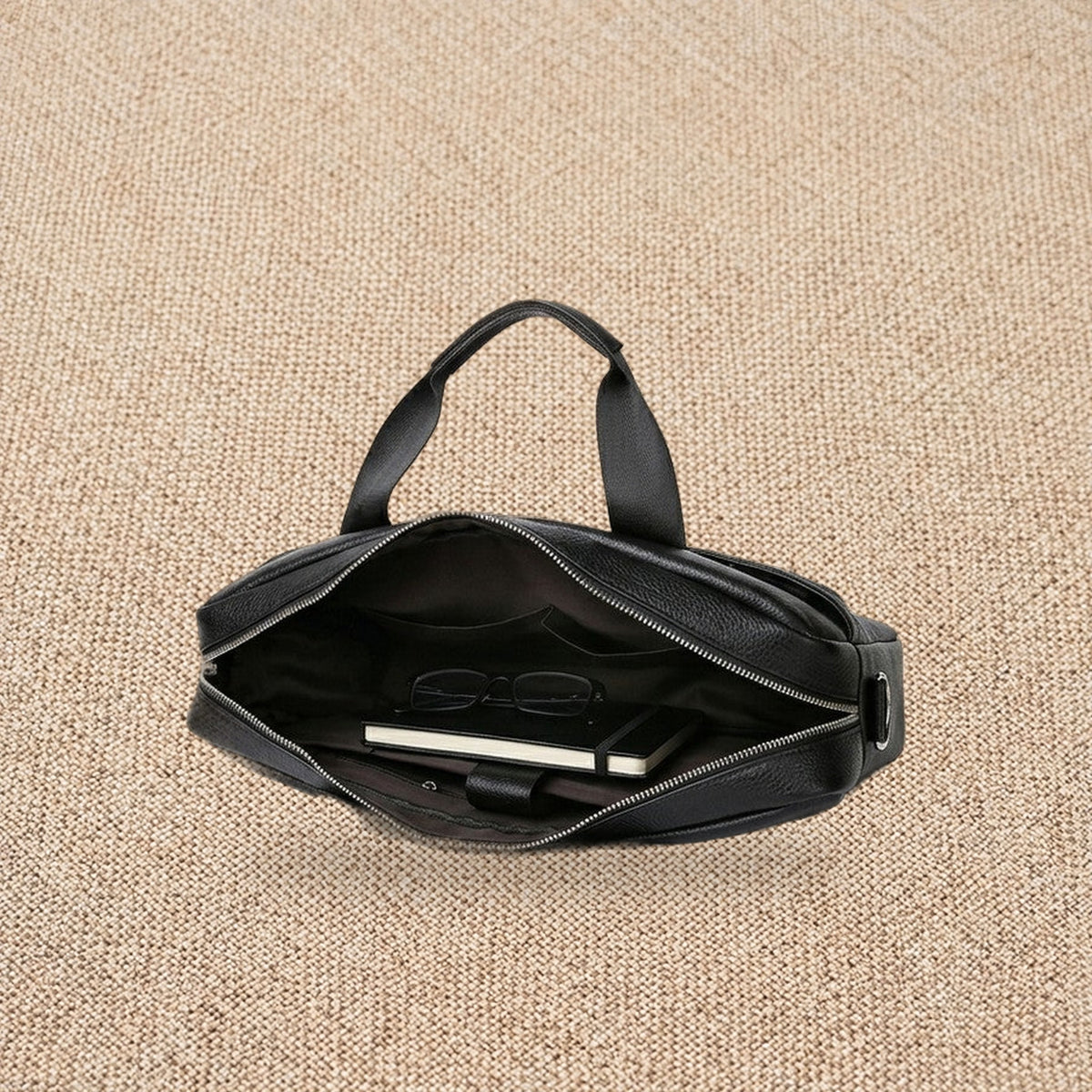 Porte-documents en cuir homme — Le Notaire, coloris Noir, intérieur
