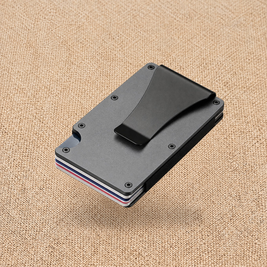 Portefeuille homme minimaliste RFID métal — L'Essentiel, coloris Gris aluminium