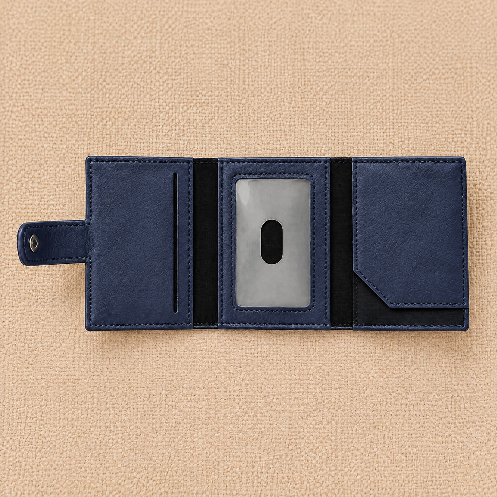 Portefeuille porte-cartes effet carbone, compartiment billets — Le Slim, coloris Bleu, intérieur