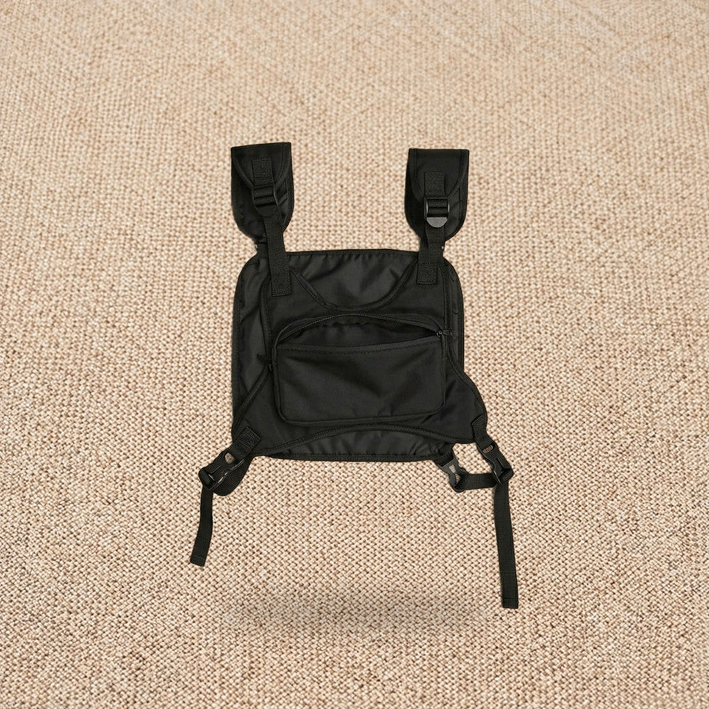Sac de poitrine homme grande capacité streetwear — Le Tactique, coloris Noir, vue de dos