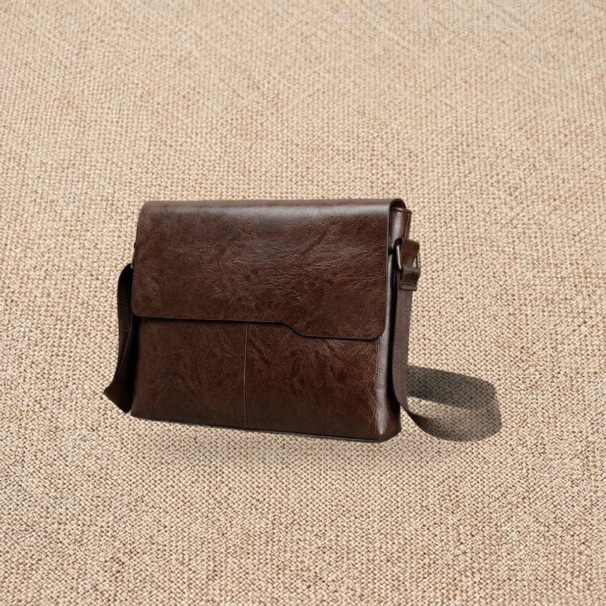 Sacoche bandoulière pour tablette — Le Nomade, coloris Marron foncé, vue de face