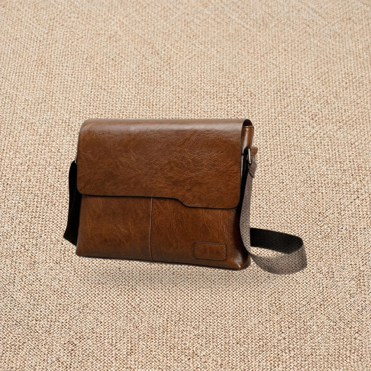 Sacoche bandoulière pour tablette — Le Nomade, coloris Marron clair, vue de face